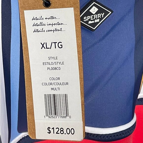 Sperry One Piece Red Blue Yellow Black White V Neckline Size XL - Picture 10 of 12